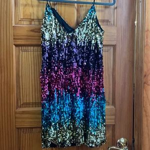 Rainbow sequence dress